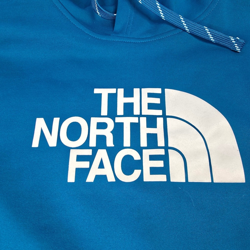 The North Face Mens Hoodie Blue XXL Pullover Logo Pocket Fleece Lined Outdoor